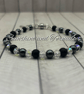 Handmade Obsidian & Hematite Cross Bracelet with Czech Crystal Beads