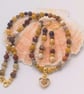 Mookaite Bead Necklace with Gold Plated Heart Pendant and Earrings, Gift for Her