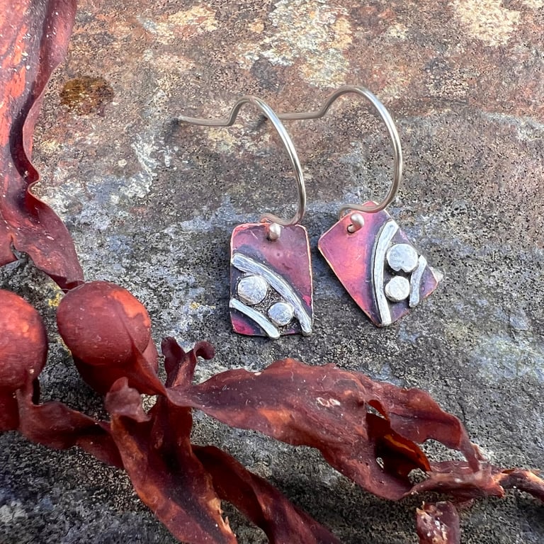 Copper and Silver Shoreline Earrings