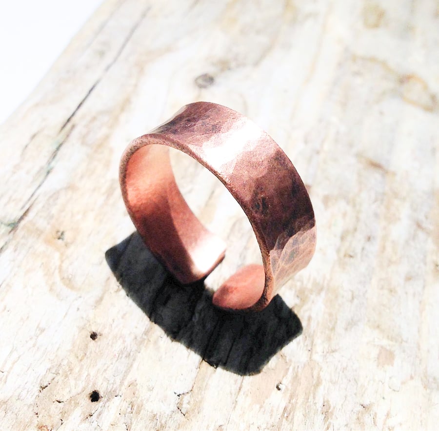 Textured Antiqued Copper Large Open Ring (UK Y - Z) - UK Free Post