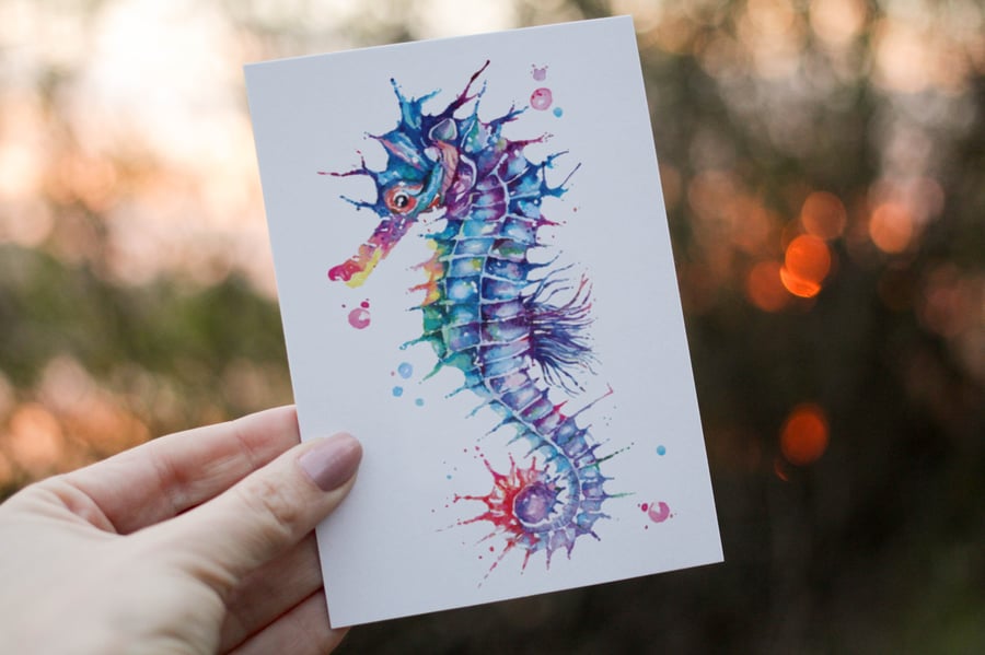 Seahorse Birthday Card, Seahorse Custom Birthday Card, Personalized Seahorse 