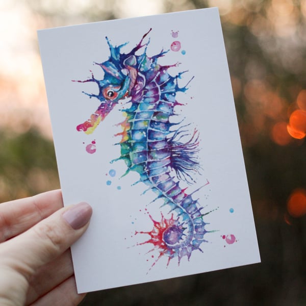 Seahorse Birthday Card, Seahorse Custom Birthday Card, Personalized Seahorse 
