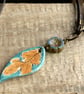 Leather & Ceramic Leaf Necklace - Image 4