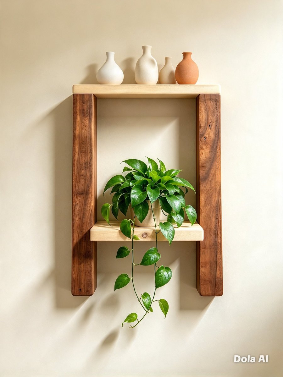 Handcrafted Dual-Tone Wood Shadow Box Shelf