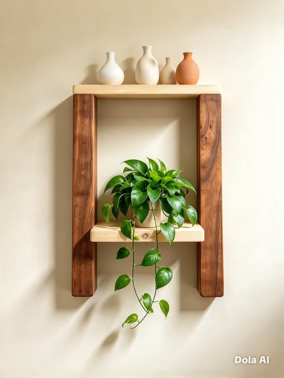 Handcrafted Dual-Tone Wood Shadow Box Shelf