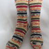 Hand-cranked Knitted Ribbed Wool Socks Size 8 to 9