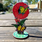 Wooden Standee - Butterflies and Flowers (Approx 55mm x 95mm)