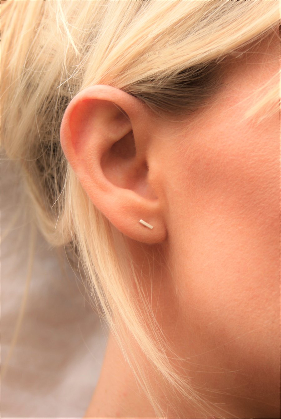 Silver Bar Studs, Small Rectangular Sterling Silver Staple Studs