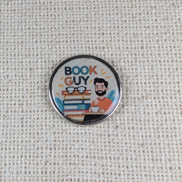 Book Guy - Book Lover Themed Badge - Large Resin Topped Pin Badge - 2