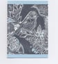 Bird Linocut Print Greetings Card- Blue Tit Notecard