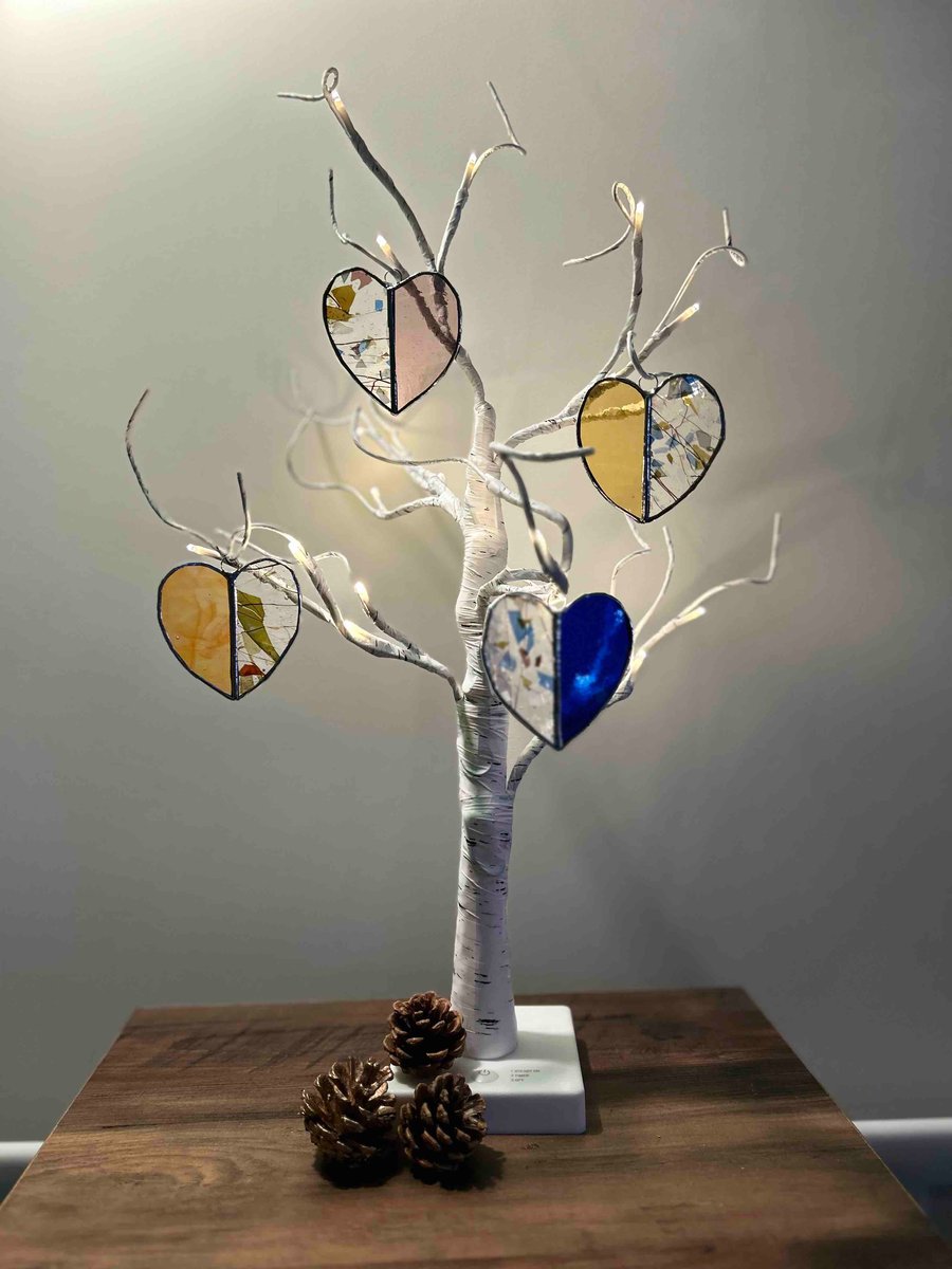 Joined hearts sun catcher in stained glass