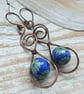 Handmade Copper and Lampwork Glass Earrings 