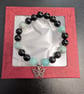Handcrafted Black Agate & Amazonite Gemstone Bracelet with Butterfly Charm - Image 2