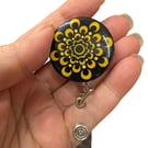 Hand painted mandala Badge Reel