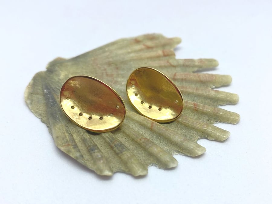 9ct Gold Ormer Shell Inspired Stud Earrings