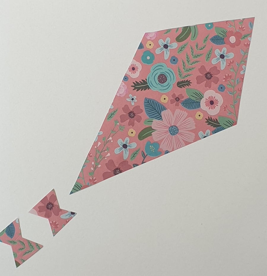 Floral Kite Card (Blank inside)