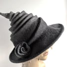 Secret Witch Collapsible Hat - Shades of grey felted wool