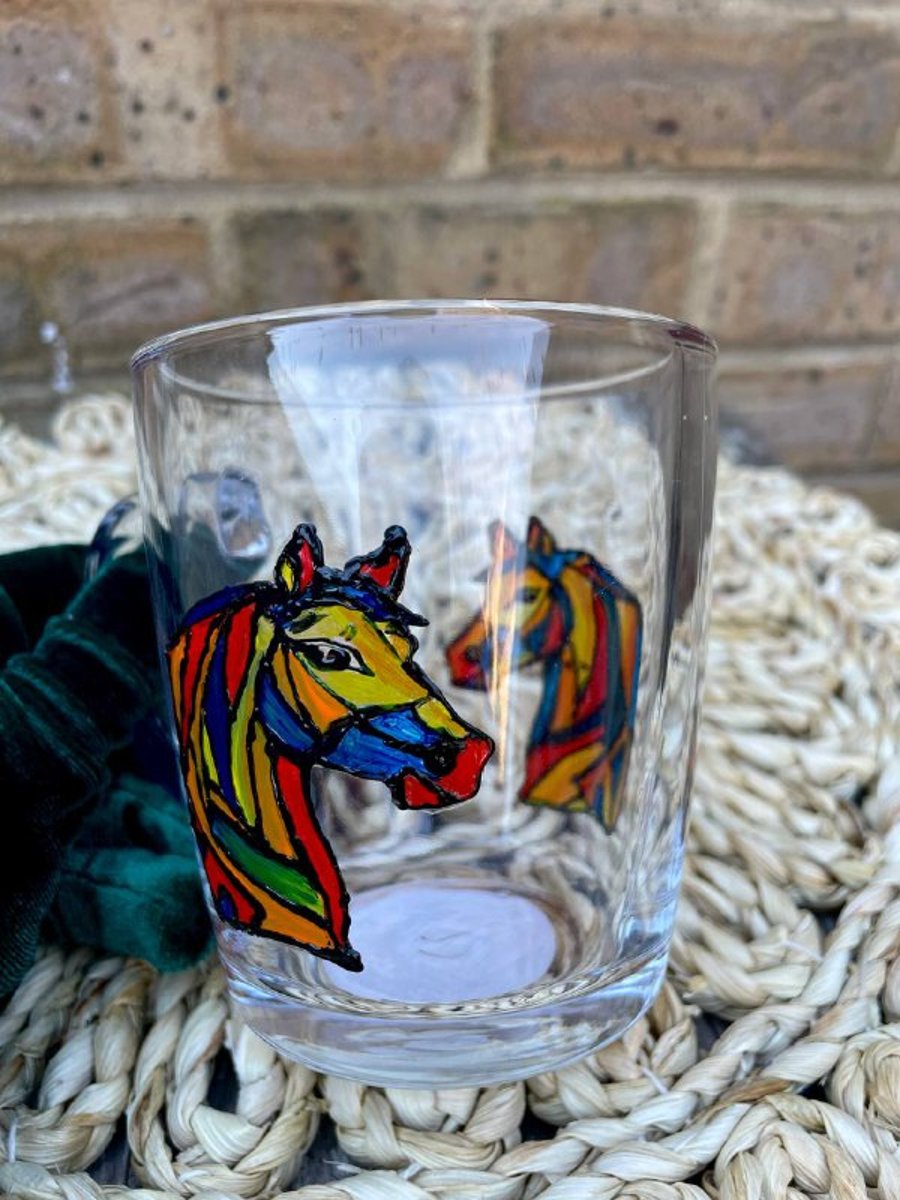 Hand-Painted Coffee Tea Mug – Colorful Horse Design