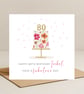 Personalised 80th birthday card - hand drawn floral cake