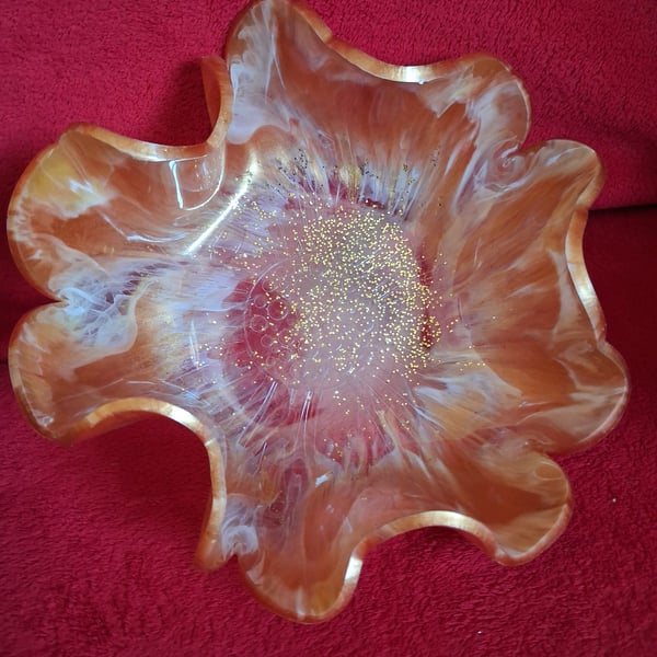Handmade epoxy resin decorative bowl.