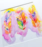 3 Shiny Feathers an original PAINTING on SILK - Image 3