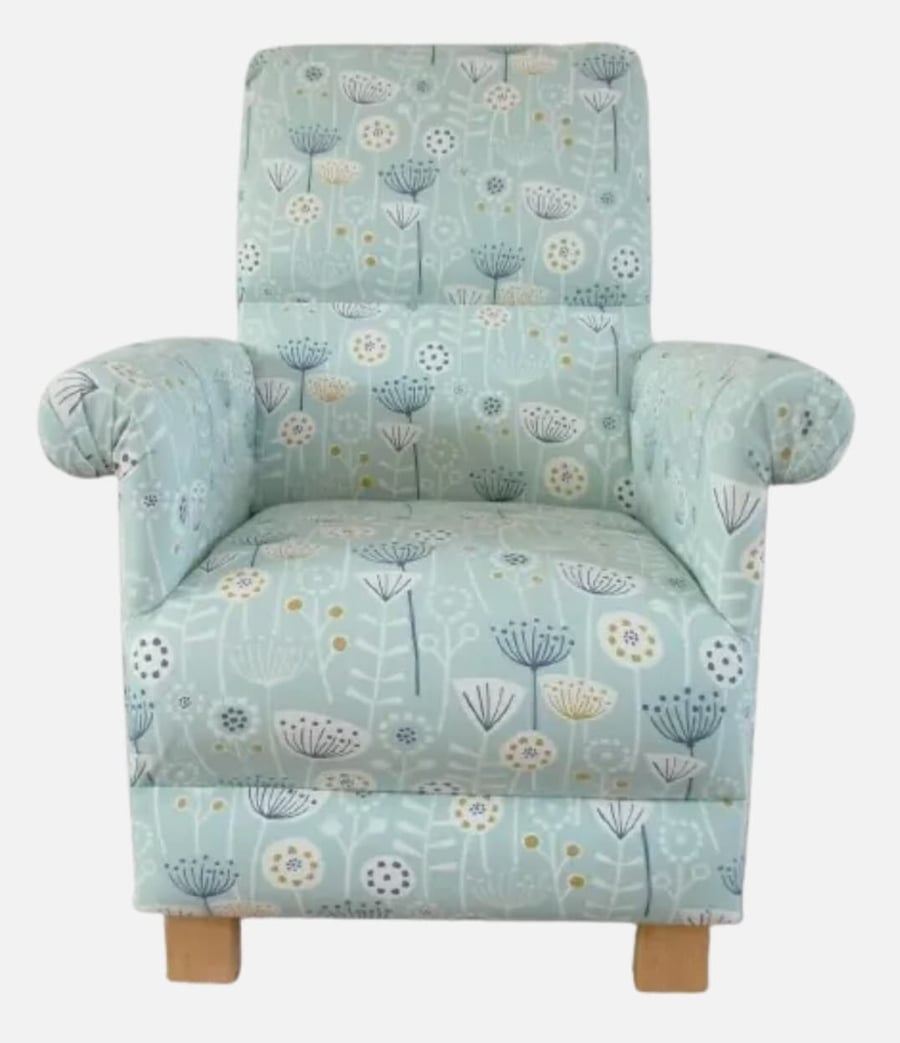 Floral Duck Egg Chair Adult Armchair Fryetts Bergen Fabric Accent Small Green 