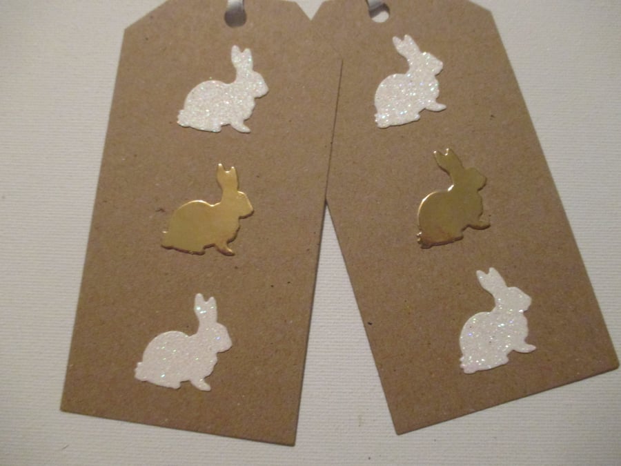 2x Bunny Rabbit Gift Tags ideal for Christmas or birthday presents