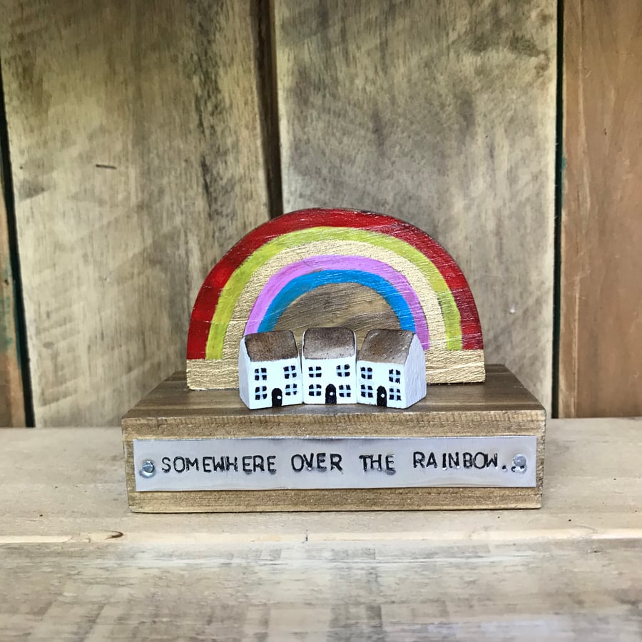 Wooden Rainbow with Houses Gift