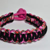 Paracord & Leather Bracelet - Pink & Black