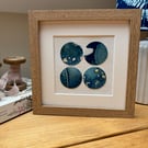 Originl Hand Printed Botanical Circle Cyanotype Art, Mounted