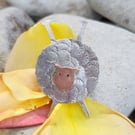 Knitting needle sheep brooch in sterling silver and copper