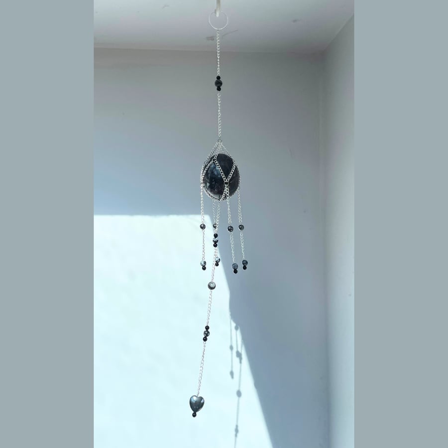 Orthoceras Fossil Egg Suncatcher (Handmade Crystal Wall Hanging)