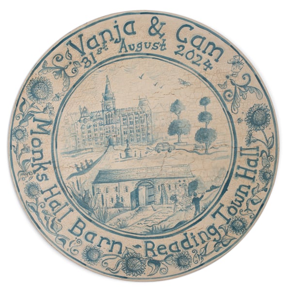 Bespoke 'Delft' Wedding Hand Painted Panel