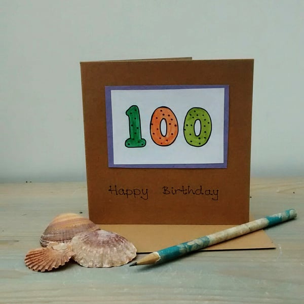 Birthday Card,100, Handmade Card