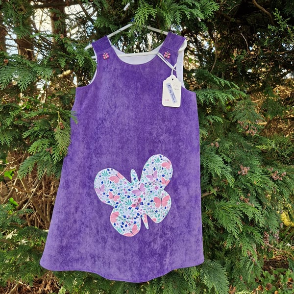 Age: 5-6yr Purple Butterfly Needlecord dress