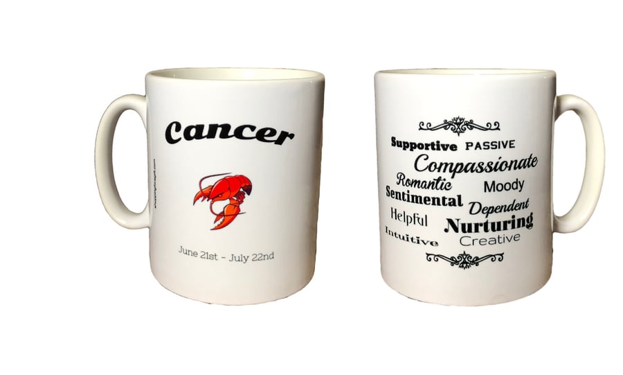 Cancer Star Sign Mug. Zodiac Mugs for a Cancer's birthday