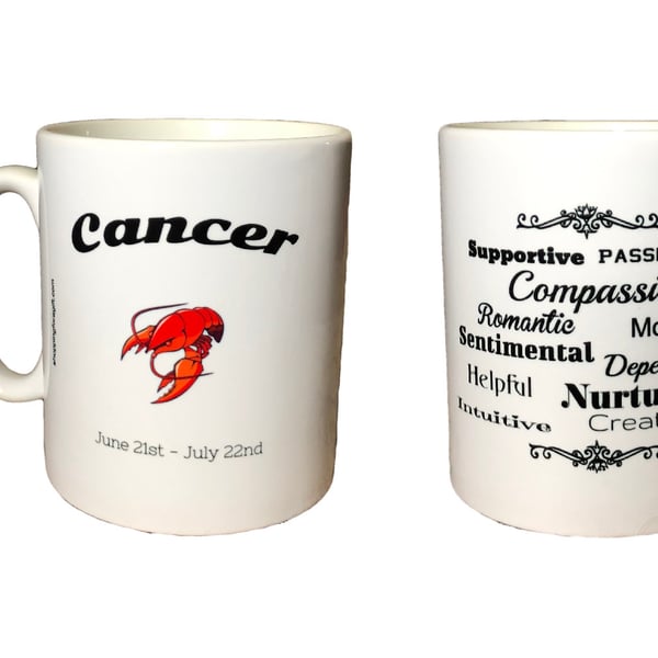 Cancer Star Sign Mug. Zodiac Mugs for a Cancer's birthday