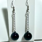 Navy Blue Stone Bead Earrings