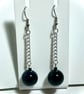 Navy Blue Stone Bead Earrings