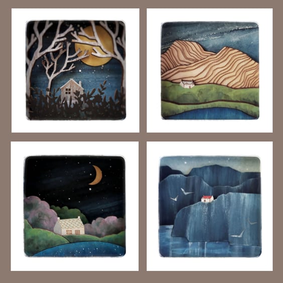 Little Houses Greeting Card Collection - pack of four blank cards