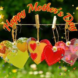 Happy Mother's Day Heart on Line Card A5