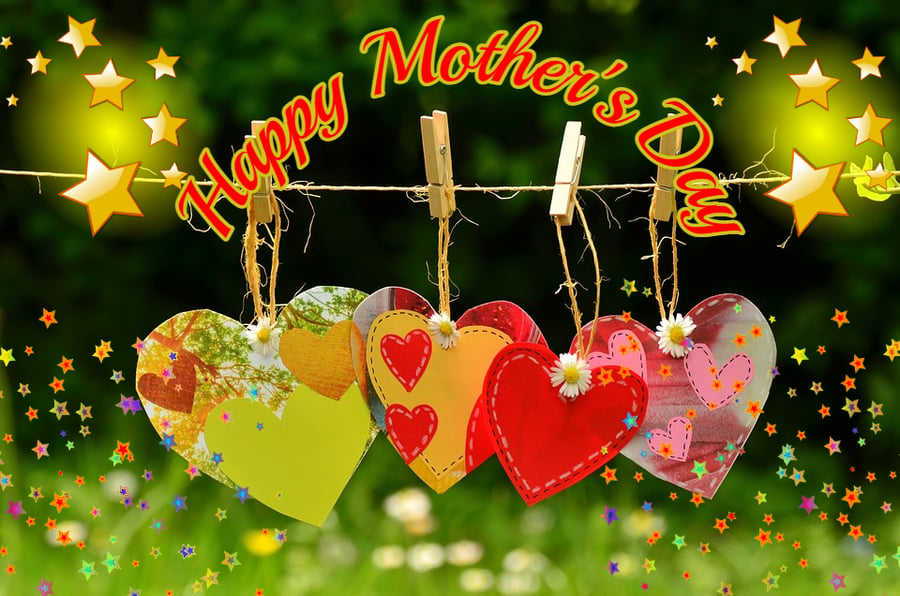 Happy Mother's Day Heart on Line Card A5