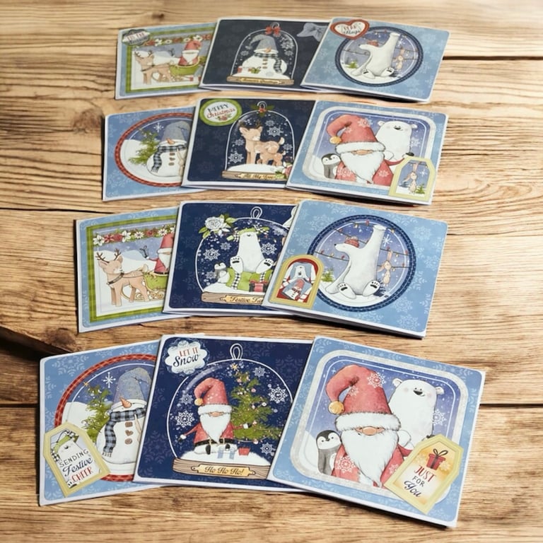 Set of 12 Cute Mini Christmas Cards