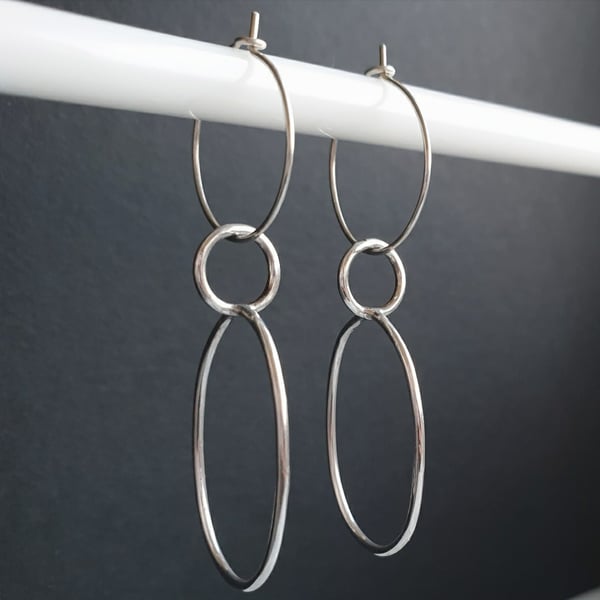 Oval Argentium Silver Earrings