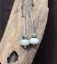 Frosted Amazonite and Rhyolite bead drop earrings, silver threader bead earrings - Image 9