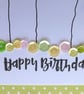 Birthday Card - Flowers, Hearts and Sequins - Kraft - Lemon, Pink and Green - Image 2