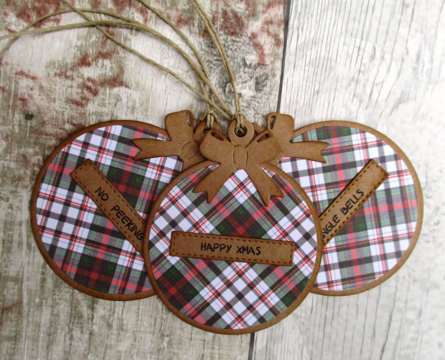 Plaid Christmas Gift Tag set of 3