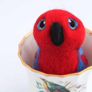 Needle Felted Red Parrot Red Eclectus Bird