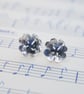 Silver flower earrings, sapphire earrings, September birthstone jewellery - Image 1
