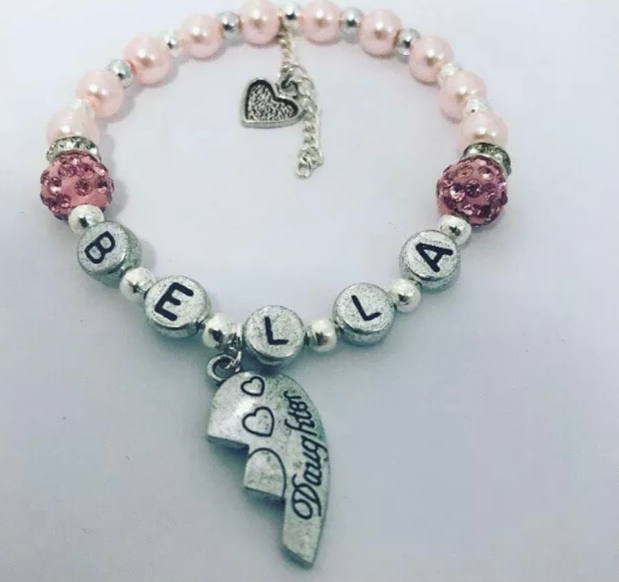 Daughter personalised gift bracelet shamballa beaded